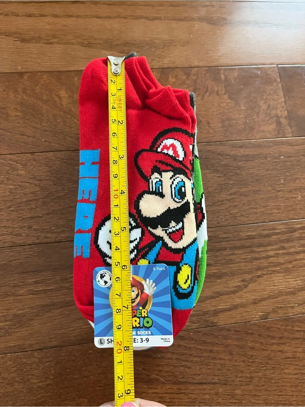 6 Pairs Super Mario No-Show Socks Kids Shoe Size 3-9 NEW